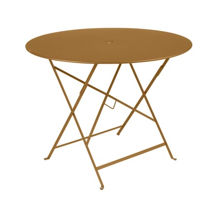 Table pliante Bistro métal jaune / Ø 96 cm - 5 personnes / Trou parasol - Fermob