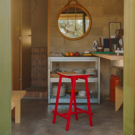 Tabouret haut Taburete 8 métal rouge / H 65 cm - Hay