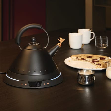 Bouilloire électrique Oisillon métal noir / Contrôle de T° - 1,5 L - Alessi