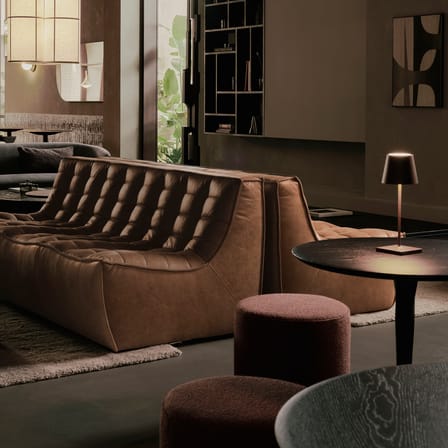 Canapé droit N701 cuir marron foncé / 3 places - L 210 cm - Ethnicraft