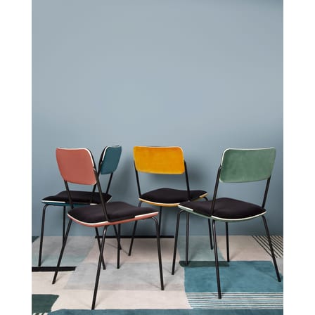 Chaise rembourrée Double jeu tissu bleu noir / Velours - Maison Sarah Lavoine