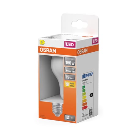 Ampoule LED E27 Classique A70 Frosted / 17W (= 150W) - Blanc chaud - Osram