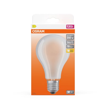 Lampadina LED E27 Classique A95 vetro bianco Smerigliata / 24W (= 200W) - Bianco caldo - Osram