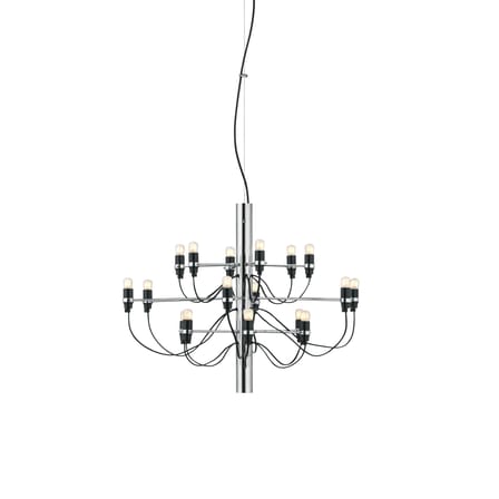 Suspension 2097 gris argent métal / 18 ampoules dépolies INCLUSES - Ø 69 cm/ Gino Sarfatti, 1958 - Flos