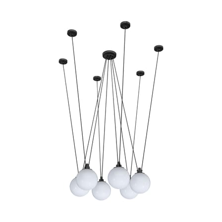 Suspension Acrobate N°326 verre blanc / Lampe Gras - 6 abat-jours Ø 25 cm - DCW éditions