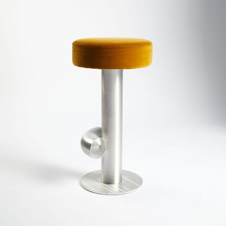 Tabouret de bar rembourré Bar métal jaune / H 75 cm - Assise velours - Axel Chay