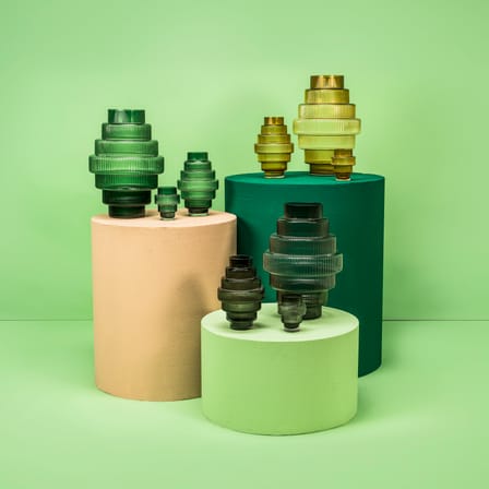 Vase Steps Medium verre vert / Ø 20 x H 30 cm - soufflé bouche - POLSPOTTEN