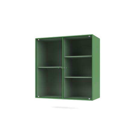Rangement mural Ripple II bois vert / Vitrine - L 69.6 x P 30 x H 69,6 cm / Verre ondulé - MONTANA