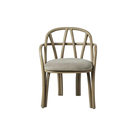 Bistra Armchair cane & fibres green / Upholstered seat - Gubi