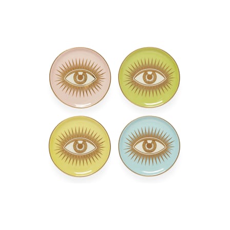 Set de 4 dessous de verre Le wink céramique / Porcelaine & or - Jonathan Adler