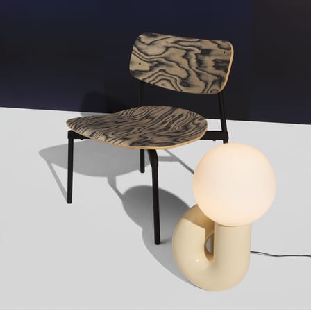 Fauteuil bas Fromme bois naturel / Placage Alpi by Ettore Sottsass, 1980 - Petite Friture