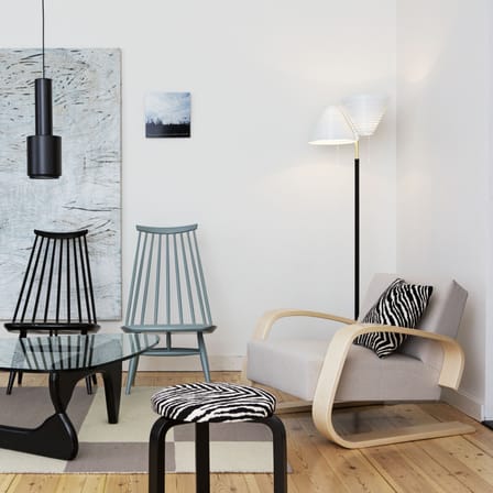Fauteuil rembourré 400 Tank cuir noir / Alvar Aalto, 1936 - ARTEK