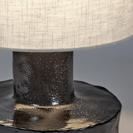Lampe de table Catherine céramique noir / Grès & tissu - Ø 25 x H 47 cm - Serax