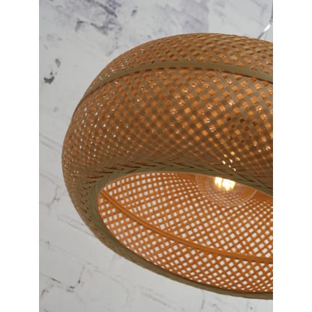 Suspension Palawan fibre végétale beige bois naturel / Bambou - Ø 60 cm - GOOD&MOJO