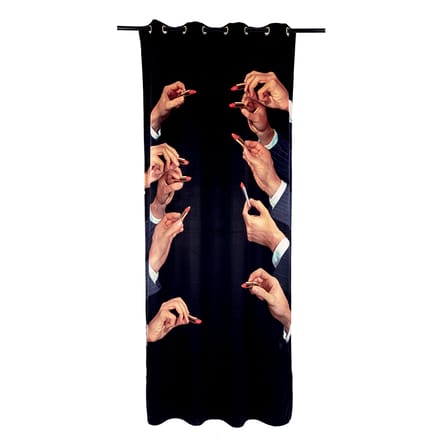 Tenda Toiletpaper - Lipsticks Black tessuto nero / 140 x 280 cm - Poliestere - Seletti