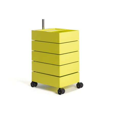 Caisson à roulettes 360° jaune / 5 tiroirs - 35 x 46 cm x H 60 cm - Magis