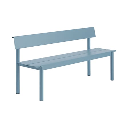 Banc avec dossier Linear métal bleu / L 170 cm - Muuto