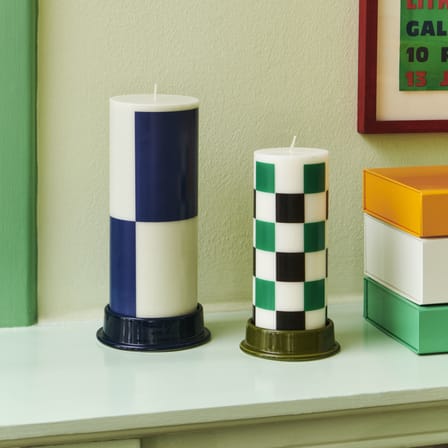 Bougie bloc Column cire multicolore / Ø 7 x H 20 cm / Seconde vie - Hay