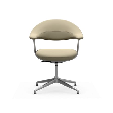 Fauteuil pivotant Mynt Soft cuir beige / Assise & dossier rembourrés - Vitra