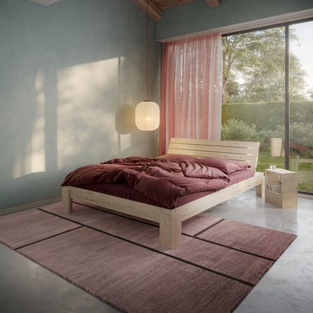 Lit double Layers Headboard / Pour matelas 160 x 200 cm - Avec tête de lit & rangements - KARUP