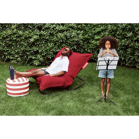 Pouf d'extérieur Point Outdoor tissu gris beige / Tissu Olefin - Ø 50 cm - Fatboy