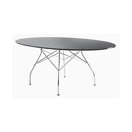 Table ovale Glossy Glass verre noir / 194 x 120 cm - Kartell