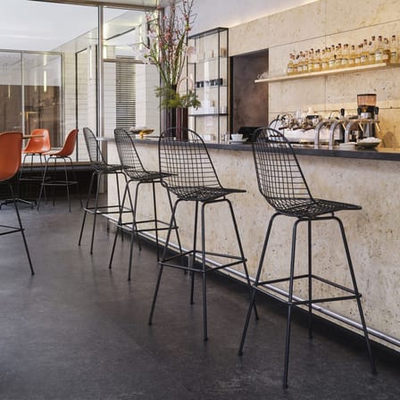 Tabouret haut Wire Stool High métal noir / H 79,5 cm - Eames, 1951 - Vitra