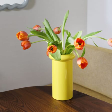 Vase Turban céramique jaune / Ø 16 x H 27 cm - & klevering