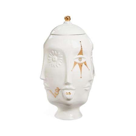Vaso Gilded Muse frida ceramica bianco oro / Ø 24 x H 31 cm - Con coperchio - Jonathan Adler
