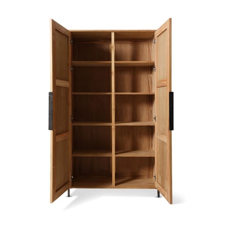Armoire Pioneer Canvas bois vert / L 100 x P 37,5 x H 180 cm - Portes tissu - HK LIVING