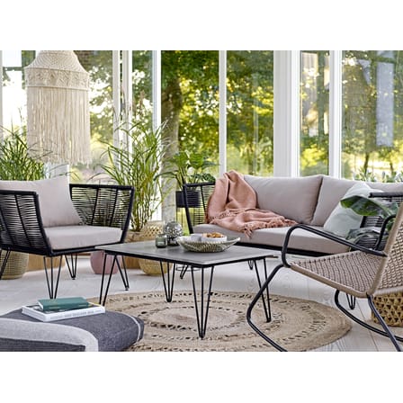 Canapé de jardin 3 places Mundo / L 175 cm - Fils PVC - Bloomingville