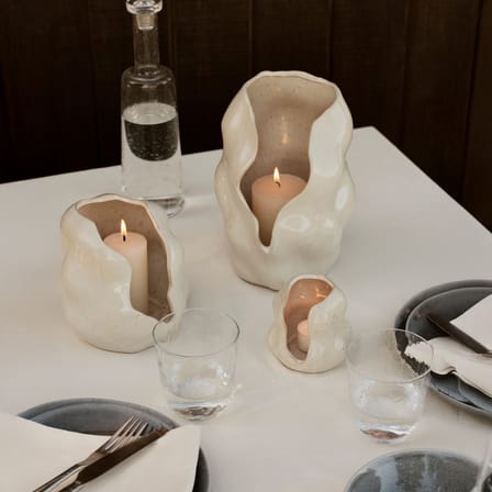 Photophore Hekla céramique beige / Ø 9,5 x H 10 cm - BROSTE COPENHAGEN