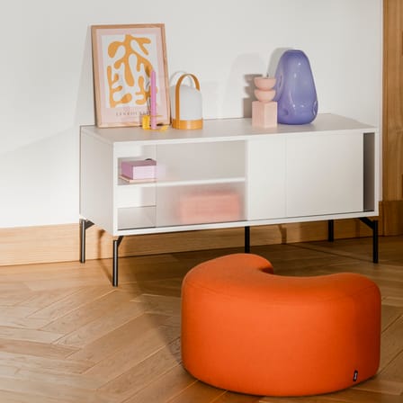 Pouf Ü tissu orange / 60 x 50 x H 30,5 cm - NOO.MA
