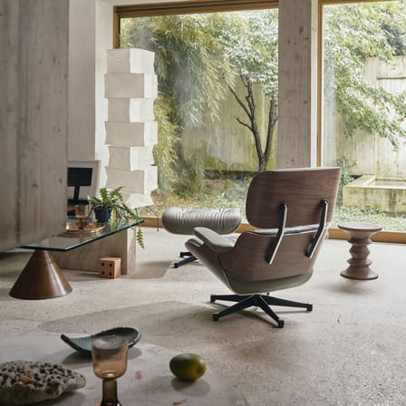 Set Sessel & Fußstütze Lounge Chair & Ottoman leder grün / Eames (1956) - Vitra
