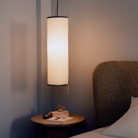 Suspension Silk Lantern beige / Soie naturelle - H 70 cm - Gubi