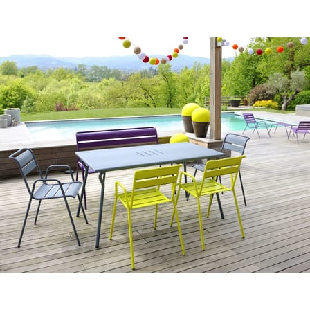 Table rectangulaire Monceau métal gris noir / 146 x 80 cm - 6 personnes - Fermob