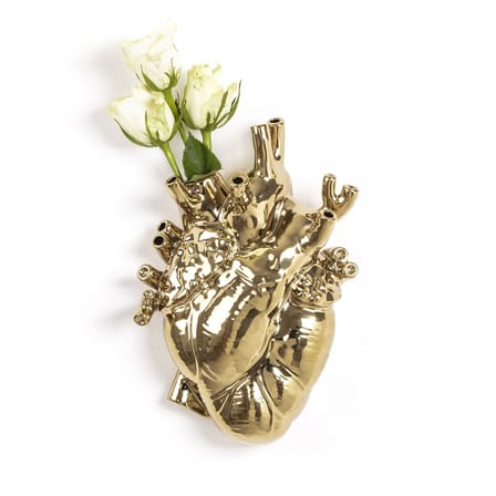 Vaso Love in Bloom ceramica oro metallo / Cuore umano - Seletti