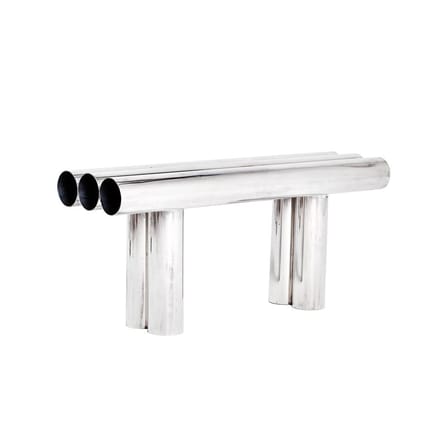 Banc Septem gris argent métal / Tubes aluminium - L 100 cm - Axel Chay
