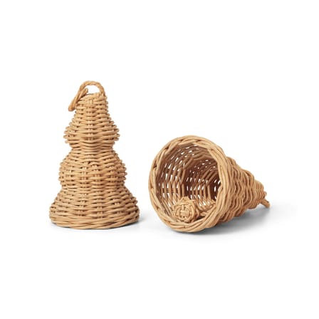 Boule de Noël Braided fibre végétale marron / Set de 2 - Rotin tressé main - Ferm Living