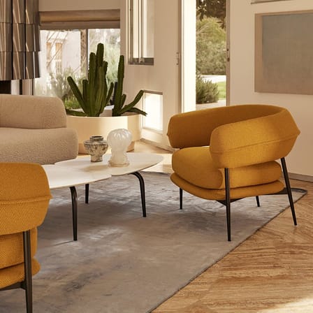 Fauteuil rembourré Nena Lounge tissu jaune - Zanotta