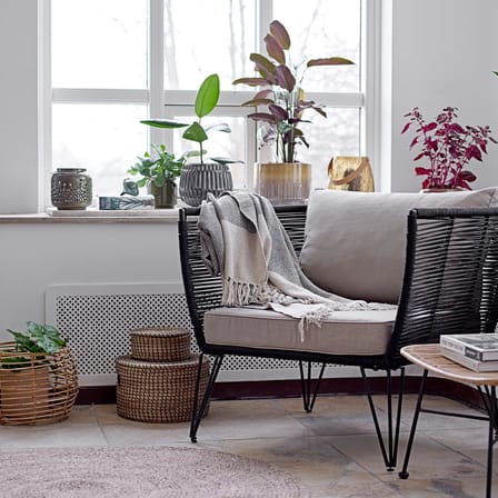 Mundo Padded armchair textile black beige / Indoors & outdoors - Bloomingville