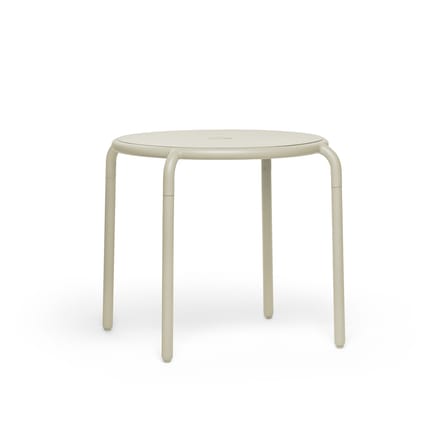 Table ronde Toní Bistreau métal beige / Ø 80 cm - Trou pour parasol + bougeoir amovible - Fatboy