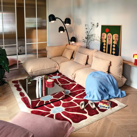 Tapis Groovy Bloom rouge / 290 x 200 cm - Fatboy