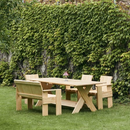 Banc avec dossier Crate Outdoor bois naturel / Gerrit Rietveld, 1934 - L 132 cm - Hay