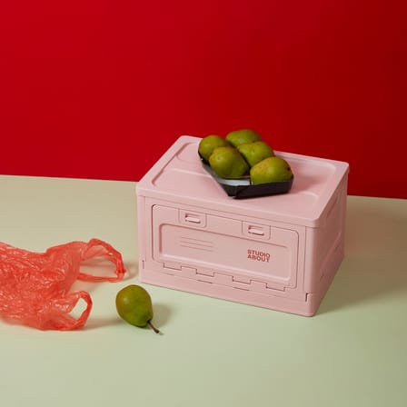Boîte Box Medium plastique rose / 40 x 29 x H 23,7 cm - Empilable - STUDIO ABOUT