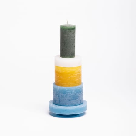 Bougie Stack 03 / 5 modules empilables bleu jaune vert - Combustion 80 heures - STAN EDITIONS