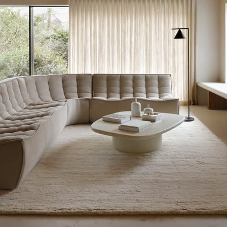 Canapé droit N701 tissu beige / 3 places - L 210 cm / Coton recyclé - Ethnicraft