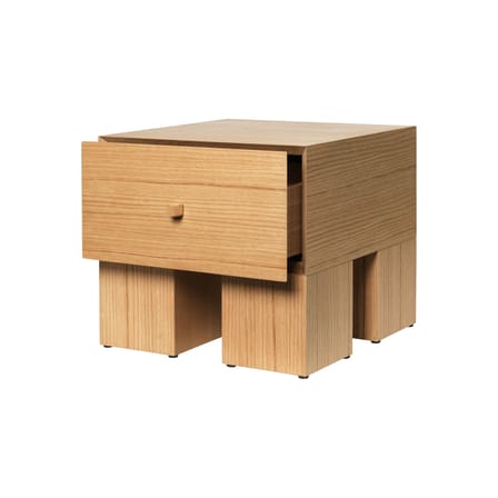 Table de chevet Kuben bois naturel / 1 tiroir / Seconde vie - Ferm Living