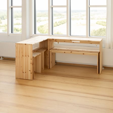 Table rectangulaire Join-In bois naturel / Set 2 tables dissociables - L 124 x larg. 39/79 cm - KARUP