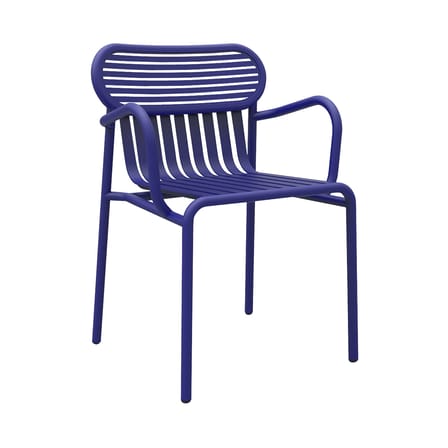 Fauteuil bridge empilable Week-end métal bleu / Aluminium - Petite Friture